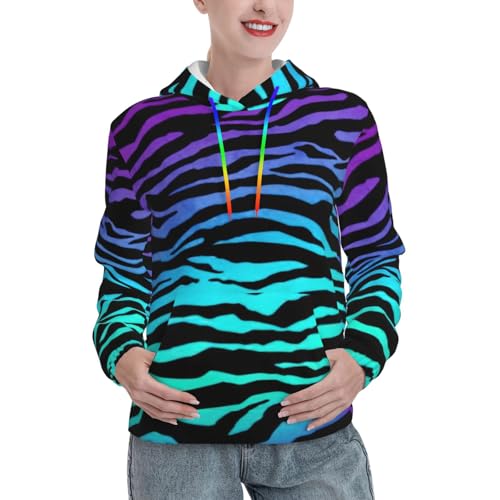 Sweat zèbre à capuche femme pour un style urbain coloré en violet et vert