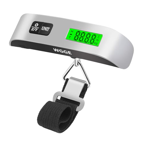 Digital Luggage Scale, WGGE Travel Luggage Weight Scale, Max 110lbs/50kg Baggage Scale with Backlit LCD Display