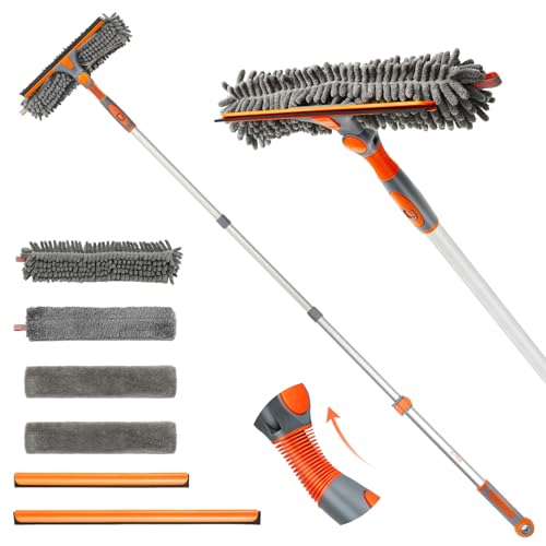 Eazer 2-in-1 Window Cleaner Tool, 64'' Window Squeegee for Home, Windo