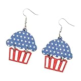 Pendientes de estrella de madera con estilo Accesorio para la oreja diseñado para fiestas del Día de la Independencia y celebraciones culturales Pendientes de estrella patriótica