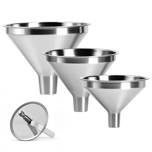 Lunexira 4-teiliges Edelstahl-Küchentrichter-Set, enthält 3 Trichtergrößen und 1 Sieb. ideal zum...