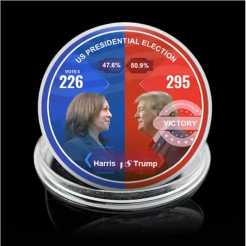 REZAJDUIE Moneda Conmemorativa bañada en Oro y Plata Donald Trump 2025 Victoria Electoral del 45.° al 47.° Presidente de EE. UU. Objetos de colección Arte de Recuerdo