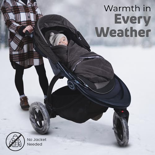 Image of Car Seat Blankets for Babies Winter - Stroller Footmuff Carseat Cover Baby 5 Point Harness - Swaddle Bunting Bag (Grey)
