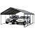 RITERYIFER 20x20 FT Heavy Duty Metal Carport - Galvanized Steel Car Shelter Garage Kits for 2 Car, RVs, Boats & Outdoor Storage - Gray Roof with Black Frame