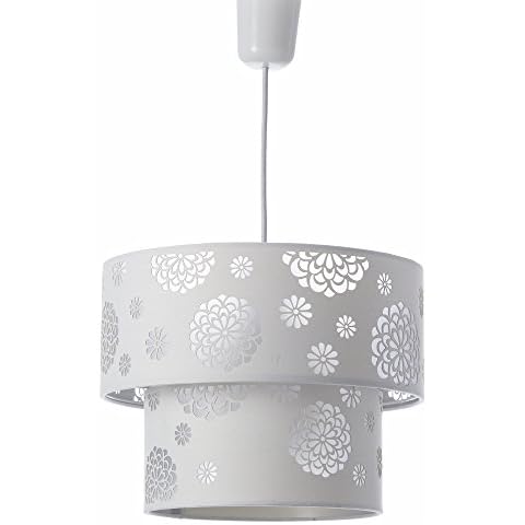 Lámpara de techo blanca con calado de flores Cover