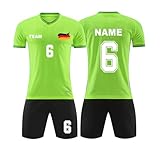 ⚽【Material agradable al tacto】Delicados uniformes de fútbol, hechos de poliéster, transpirable, elástico, ligero, absorbe el sudor. Te mantiene seco y fresco durante el partido de fútbol.
