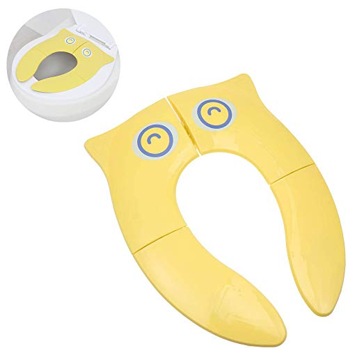 Plaspotjes, Pejoye Opvouwbaar Potje Zindelijkheidstraining Draagbaar Reizen Peuter WC-Bril PP Materiaal Met 4 Antislip Siliconen Pads en 1 Draagtas Voorkomen Verspreiding van Ziektekiemen (Geel)