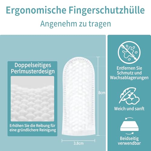 PETCLEAR Ohrpflege Finger-Pads für Hunde & Katze | Besonders weiche & milde Einweg-Reinigungspads | Hunde Ohrenreiniger Ohrenpflege gegen Ohrenentzündung Ohrmilben u. Hygiene bei Hund Katze | 50 Stück