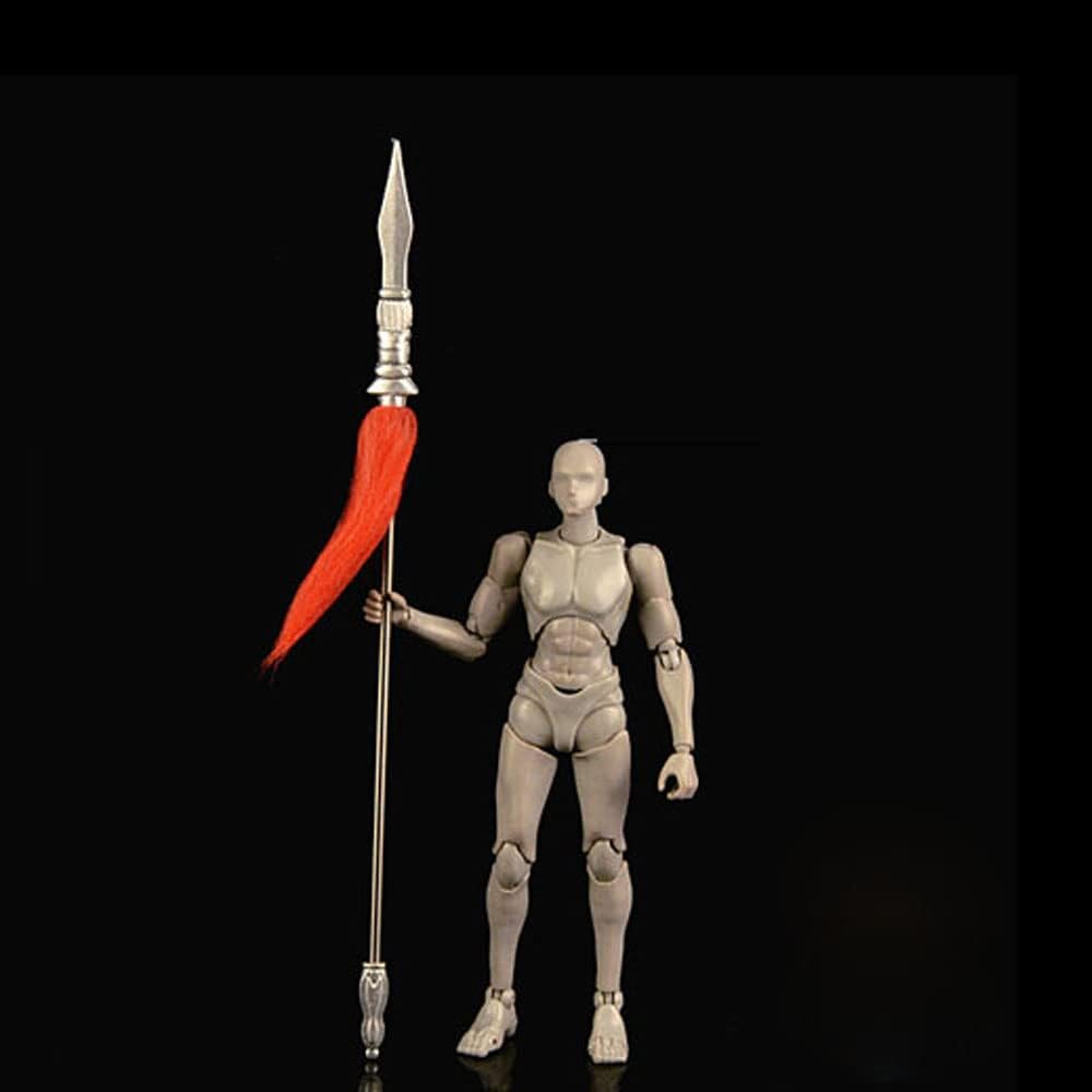 1/12 Scale 8.26'' Chinese Ancient Sword Red-Tasseled Spear Cold Weapon for 6'' Action Figure Body Custom (Silver)