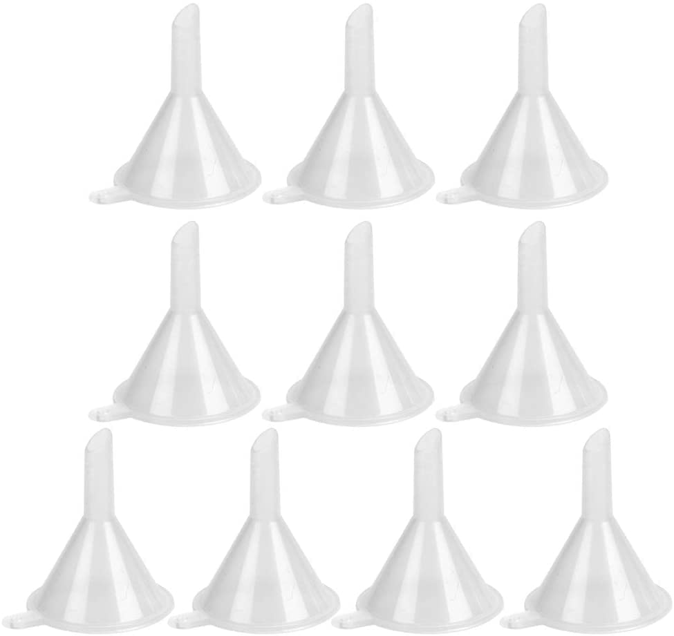 Juego de 10 embudos de vino para llenar botellas de boca estrecha, mini embudos de boca pequeña de polipropileno profesional