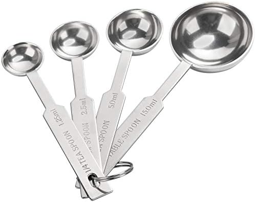 4PCS OstWony Measuring Spoons Set, Includes 1/4 tsp, 1/2 tsp, 1 tsp, 1 tbsp, Food Grade Stainless Steel measuring cups, Tablespoon and Teaspoon for Measure Liquid and Dry Ingredients