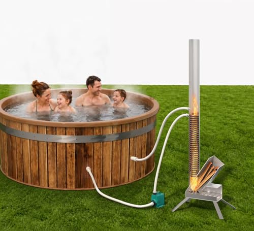 ECO POOLTECH Chauffage de piscine en bois avec pompe à chaleur en titane pour petite piscine, baignoire, jacuzzi, poêle à bois