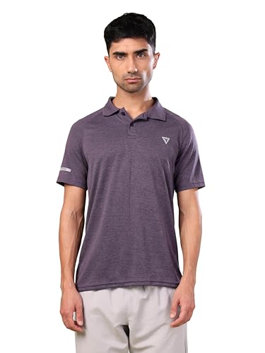 Image of TECHNOSPORT Men's 100% Polyester Slim Fit Self-Design Half Sleeve Polo T-Shirt with Double Cool, SPF50+ Properties for Gym, Workout 7 Regular Use