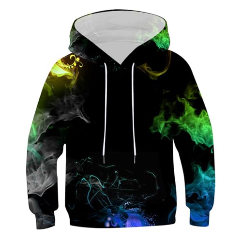 Sudadera con capucha para niño y adolescente, con estampado de dibujos animados, sudaderas para niños, sudaderas 3D con bolsillo, para niñas y niños, sudadera, verde, 8-9 años