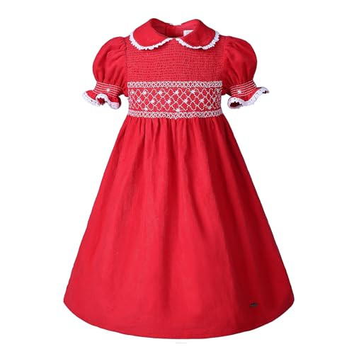 Ropa niña Navidad con bordado smocked flexible talla 2 a 8 años