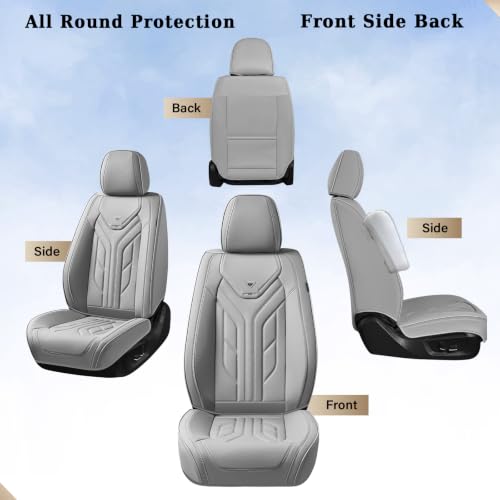 Image of Coverado Seat Covers, Car Seat Covers Front Seats, Leather Seat Covers for Cars, Automotive Seat Covers Car Seat Protector Car Seat Cushion Universal Fit for Most Sedans SUV Pick-up Truck(Grey)