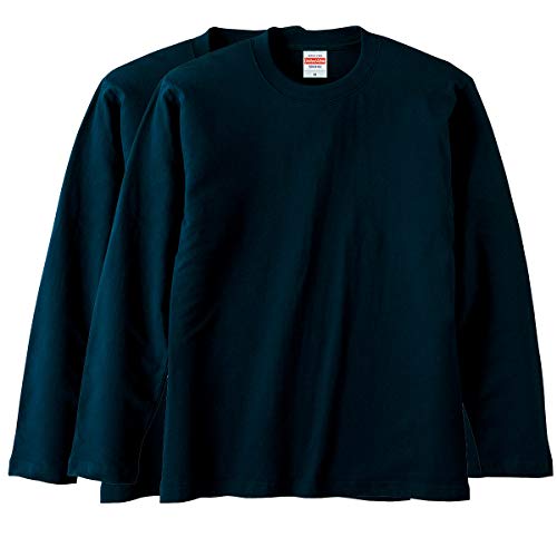 [ユナイテッドアスレ] 2枚組 ロンT ロングスリーブ Tシャツ 2枚セット ホワイト 長袖T 長袖 メンズ レディース 無地 大人用 5.6onz(オンス) 5010 (ネイビー086, L)の商品画像（Amazon）