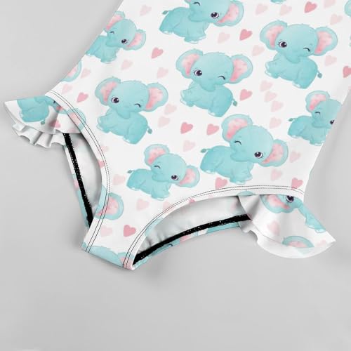 Image of Girls One Piece Swimsuit Lovely Cute Animals Ruffles Swimwear Bathing Suits 3-12 Years