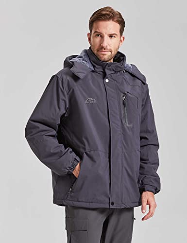Image of ELLSWOS Men's Waterproof Ski Jacket Winter Snow Coat Warm Hooded Raincoat Windproof Windbreakers