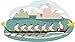 Cool Dragon Boat Race Cartoon Round Metal 0.75