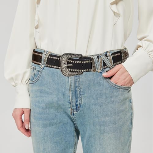 Western Belt for Women Cowgirl Cowboy Belts with Vintage Buckle Studded Western Belt2