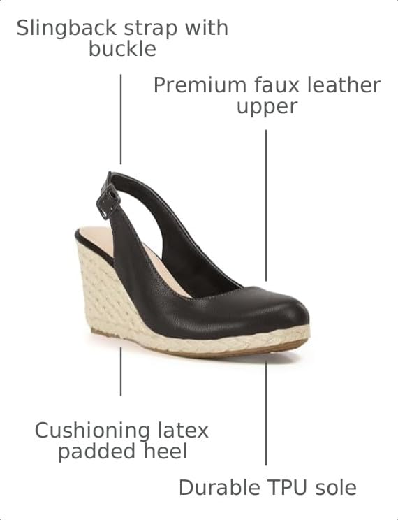 Image of Womens Espadrilles Wedge Sandals Closed Toe Slingback Wedges Pumps Platform Heeled Sandal