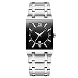 RORIOS Orologio da Uomo Quarzo - Quadrati Business Impermeabile Con Calendario Luminosi - Cinturino Acciaio Inossidabile Bianco Nero A