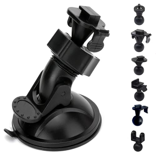 Soporte para cámara de salpicadero, ventosa de coche para soporte de cámara de salpicadero de ángulo de 360 grados con adaptador de 6 tipos para conducir, videocámara, videocámara, cámaras de acción