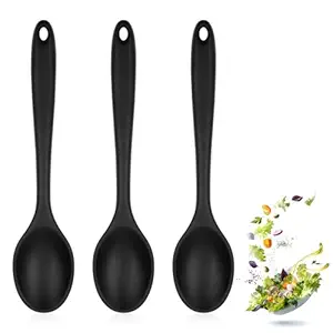 3Pcs Silicone Nonstick Mixing Spoon Heat Resistant Silicone Basting Utensil Spoon Non Stick Serving Spoon for Kitchen Baking Serving Stirring