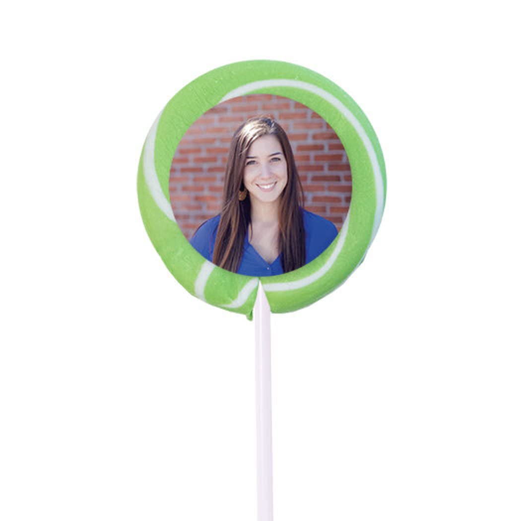 24ct Personalized Photo Graduation Candy Favors Swirly Pop Lollipops (24 Pack) - Purple