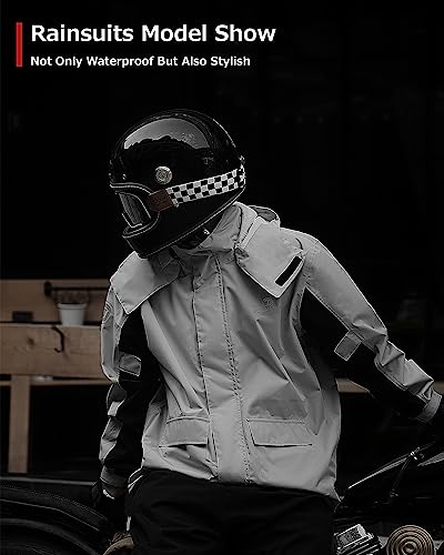 Iron Jia'S JK05 Rain Suit, Motorcycle Rain Gear Suit For Men & Women, Jackets & Pants Reflective Waterproof Breathable Raincoat thumb #6