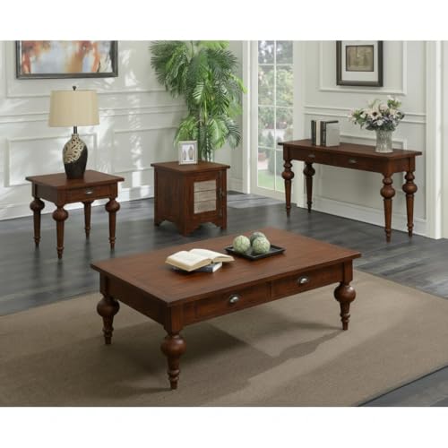 Image of MISAN Solid Sheesham Wood Coffee Table - Elegant Center Table with Two Spacious Drawers | Sturdy & Stylish Wooden Furniture for Home & Living Room (D - Dark Hony)