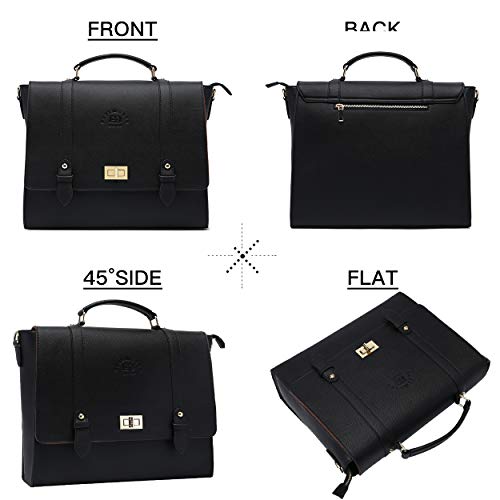 EaseGave 17Inch Laptop Briefcase for Women,Classic Black Work Bag Laptop Messenger Bag Large Computer Bags for Work Business Travel,black-17Inch - Thumbnail 3