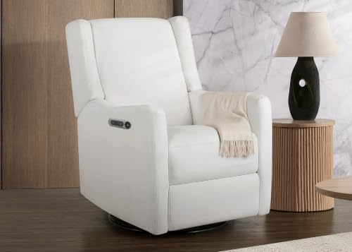 Delta Children Mercer Electronic Power Recliner and Swivel Glider with USB Port in LiveSmart Performance Fabric - Water Repellent & Stain Resistant, Pearl - image 3