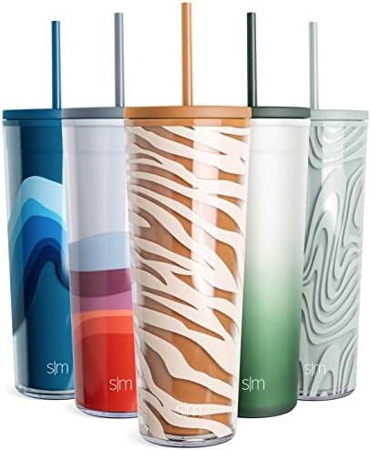 Simple Modern Plastic Tumbler with Lid and Straw | Reusable BPA Free Iced Coffee Cups Double Wall Smoothie Cup | Gifts for Women Men Him Her | Classic Collection | 24oz | Zebra Be Zebra