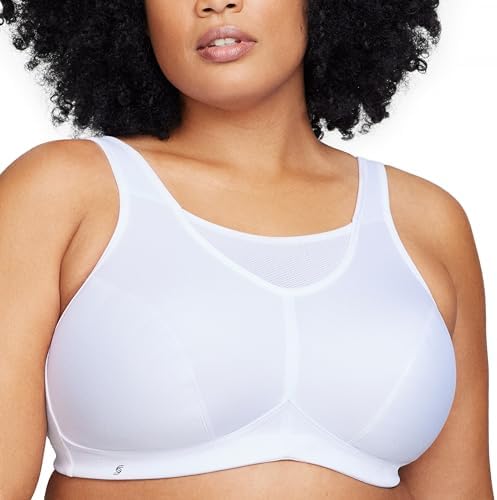 Glamorise Women's No-Bounce Camisole Sports Bra Wirefree #1066, White, 34H