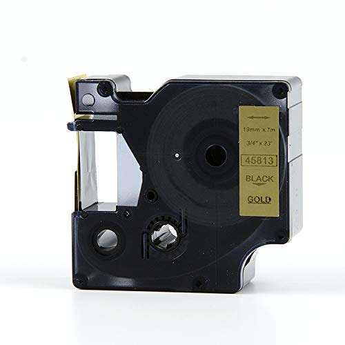 IDIK Compatible Label Tape Replacement for DYMO D1 45813 Black Print on Gold Tape, 3/4''(19mm) W x 23' L for Dymo LabelManager 160 280 420P PnP 360D 450 210D