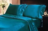 Mk Collection 2pc Soft Silky Satin Solid Color Standard/Queen Pillow cases Set (2 standard pillow cases, Turquise)