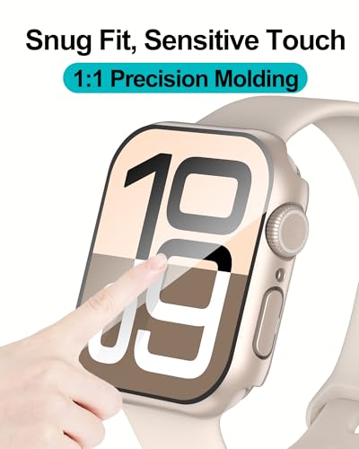 Image of Smiling 2 Pack Case Compatible with Apple Watch Series 11 (2025) / Series 10 46mm with Tempered Glass Screen Protector, Hard PC Case Scratch-Resistant Overall Protective Cover- Starlight