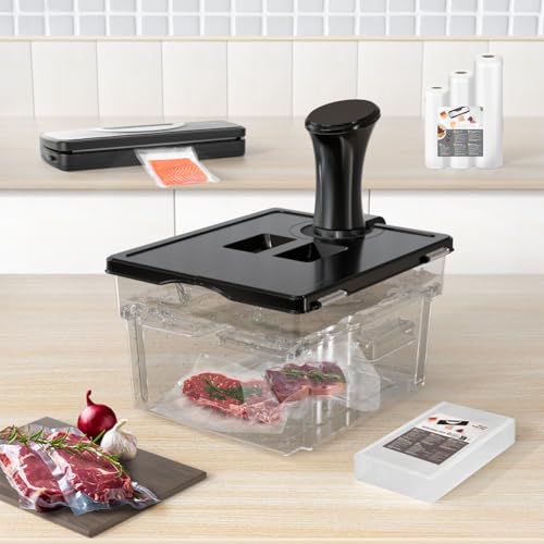 Sous Vide Behälter mit Deckel Sous Vide Container mit Rack 11L für Sous Vide Stick Garer Mehrere Marken Geeignet Multifunktionaler Doppeltür Durchsichtig Polycarbonat Frei von BPA