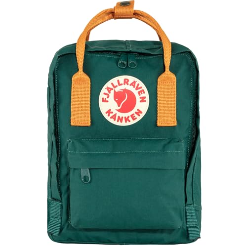 Fjällräven Kanken Mini Backpack - Compact Everyday Carry, Durable Vinylon Fabric - Travel, Arctic Green/Spicy Orange