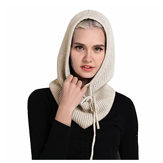 Facecozy Women Balaclava Winter Autumn Knit Beanie Hats for Women Warm Outdoor Ski Cap (Light Beige)