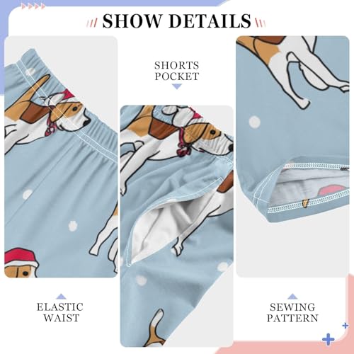 ZZXXB Christmas Beagles Boys Long Pants Soft Trousers Elastic Waist Kids Lounge Bottoms with Pockets S-XL4