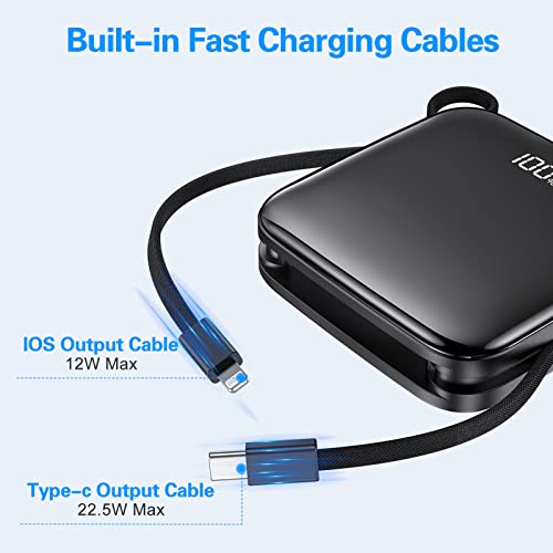 Portable Charger 20000Mah - 22.5W Pd20W Usb C Power Bank Fast Charging With Built-In Cables Lanyard 2In1, Led Display External Battery Pack With 4 Output 2 Input Charing Bank For Iphone, Samsung. #TOP1