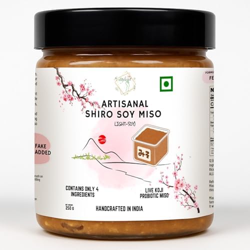 Alla's Posh Flavors Shiro Light Soy Miso Paste | Authentic Japanese | Formulated & Made under Japanese Guidance In India | Live Koji Probiotics | 100% Natural (Shiro Miso, 250 Grams)
