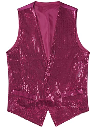 V-Neck Sequin Vest for Men Shiny Party Nightclub Top Stylish Suit Vest Tuxedo Waistcoat3