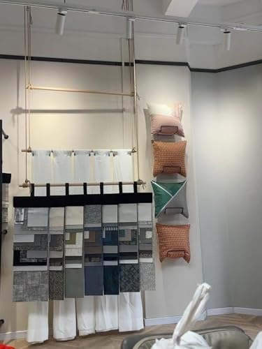 Expositor de pared de hierro resistente y vitrina textil elegante con almacenamiento de 2 piezas 4