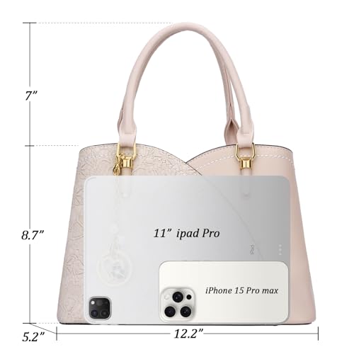 Image of KKXIU Triple Compartments Purses and Handbags for Women Fashion Ladies Satchel Shoulder Top Handle Bag