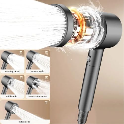 Pommeau de douche haute pression Lar gris à 5 jets réglables - 4