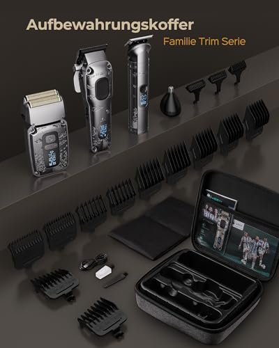 VGRPRO Haarschneidemaschine Profi &Trimmer Set, Wasserdichtes Elektrorasierer Folienrasierer, Kabellos zum Haarschneider, 4-Gang-Einstellung, LED-Batterieanzeige, Für Bart Friseur oder Heimgebrauch